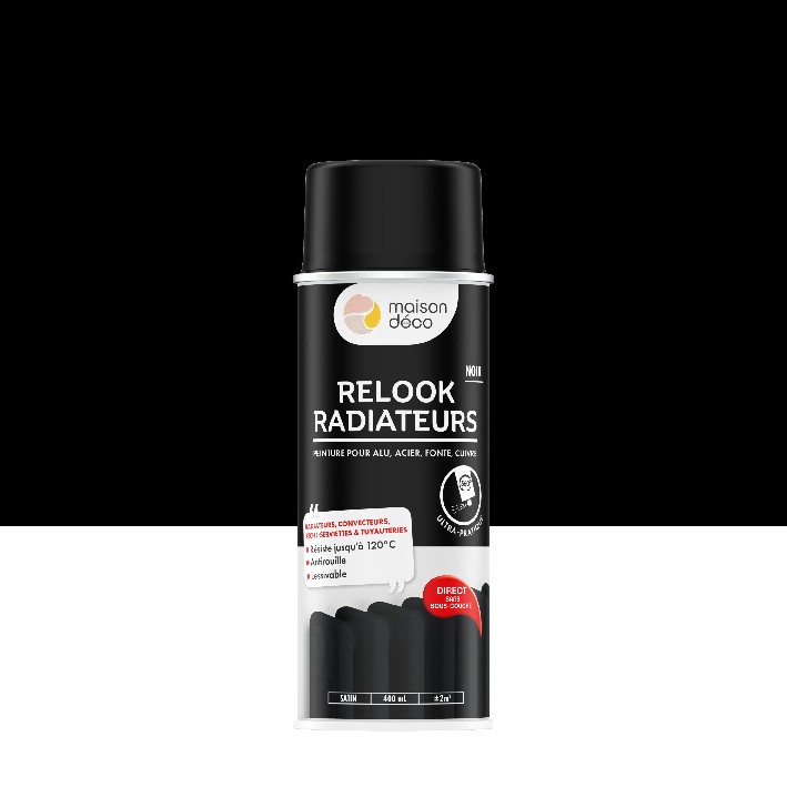 Peinture Relook Radiateurs aérosol - Satin - Satin : Noir