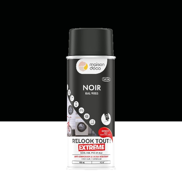 Peinture Relook Tout Extrême - Aspect satin - Satin : noir RAL 9005