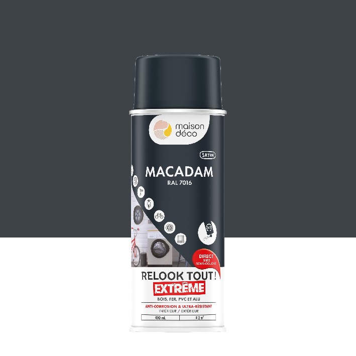 Peinture Relook Tout Extrême - Aspect satin - Satin : macadam RAL 7016