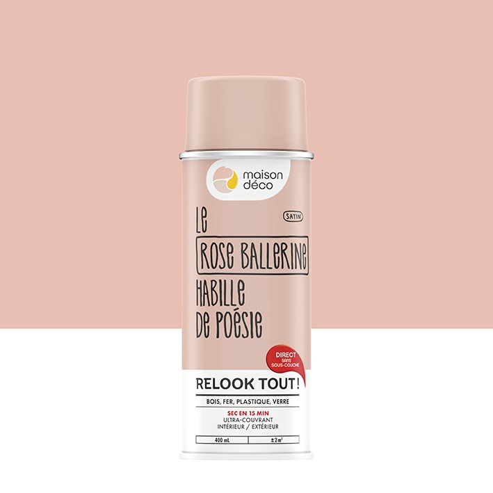 Peinture Relook Tout aérosol - Aspect Satin - Satin : rose ballerine