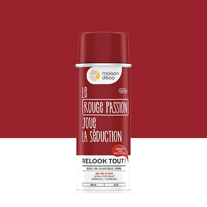 Peinture Relook Tout aérosol - Aspect Satin - Satin : rouge passion