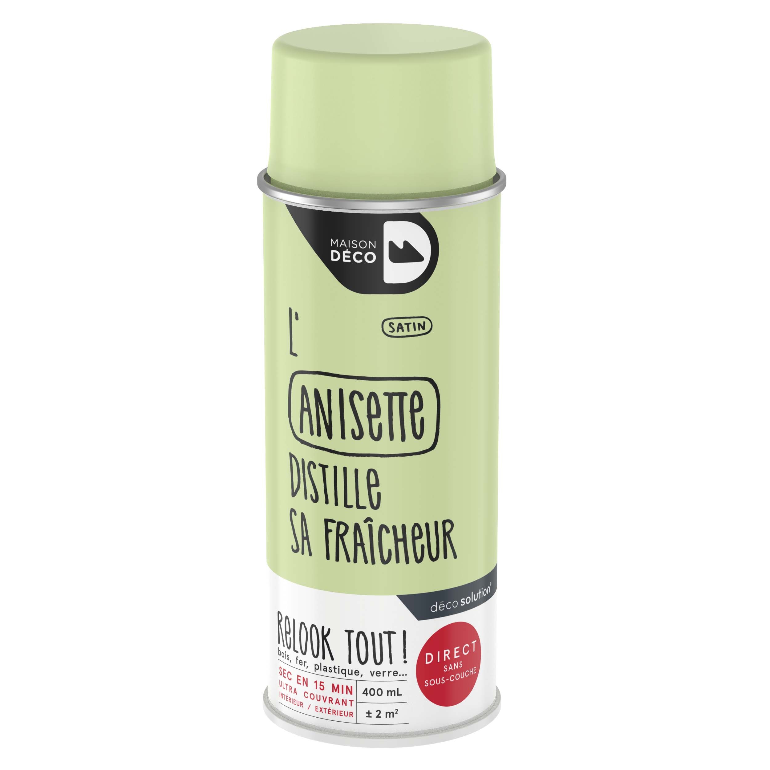 Peinture Relook Tout aérosol - Aspect Satin - Satin : anissette