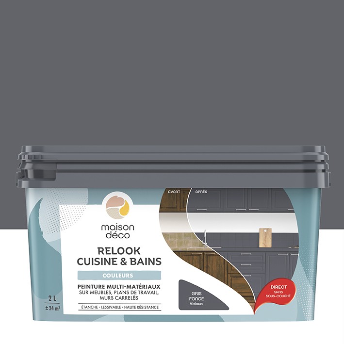  Peinture multi-matériaux  - Relook Cuisine et Bains  - Les couleurs - Gris Foncé