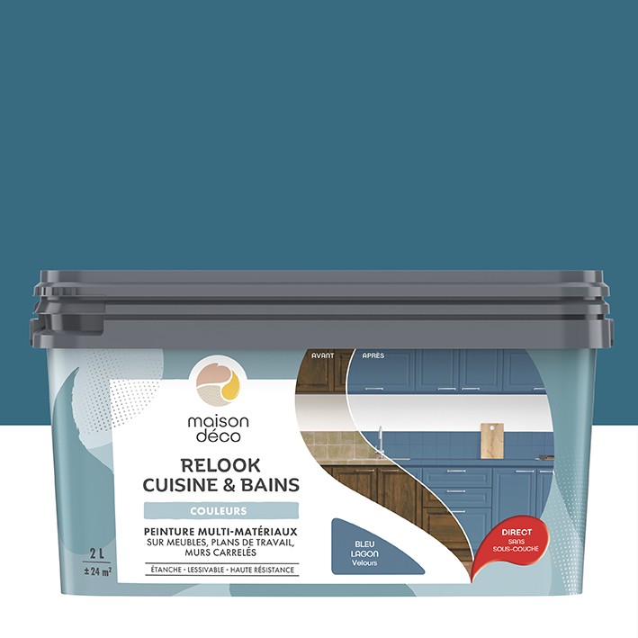  Peinture multi-matériaux  - Relook Cuisine et Bains  - Les couleurs - Bleu Lagon