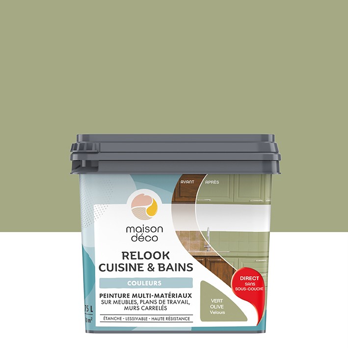  Peinture multi-matériaux  - Relook Cuisine et Bains  - Les couleurs - Vert Olive