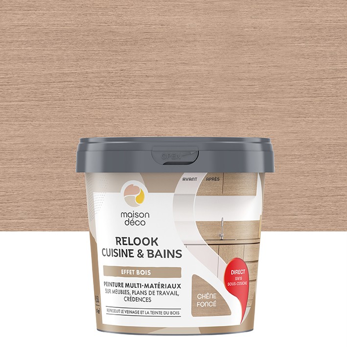  Peinture  - Relook Cuisine et Bains  -  Effet bois - Chêne Foncé