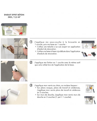  Enduit  - Relook Cuisine et Bains  -  Effet Béton