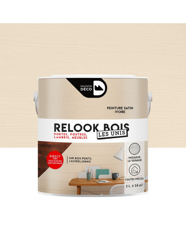 Peinture Relook Bois Blanc écume 1L - MAISON DECO - Mr.Bricolage